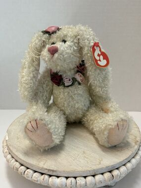 Vintage 1993 Ty Attic Treasures "Rosalyne" Rabbit Bunny Jointed Rosebud Accents